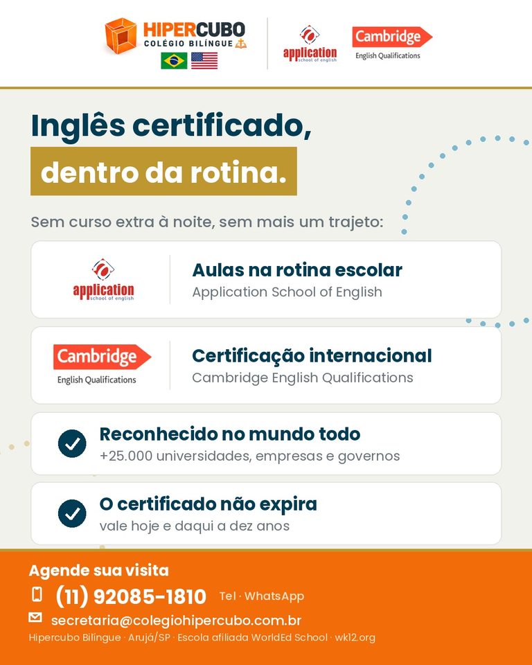 Inglês certificado, integrado à rotina: o resumo dos diferenciais Application e Cambridge